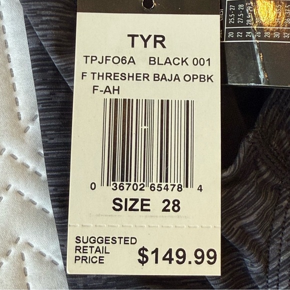 TYR Thresher Baja Open Back Tech Swimsuit Size 28, 26 In Black - Picture 12 of 13